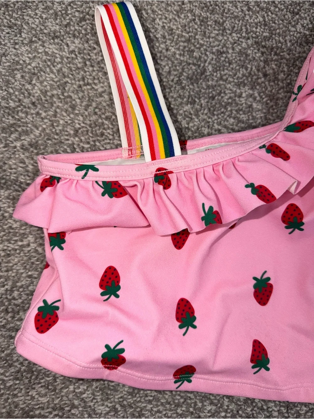 Hanna Andersson Strawberry One Shoulder swim suit 6-7 years